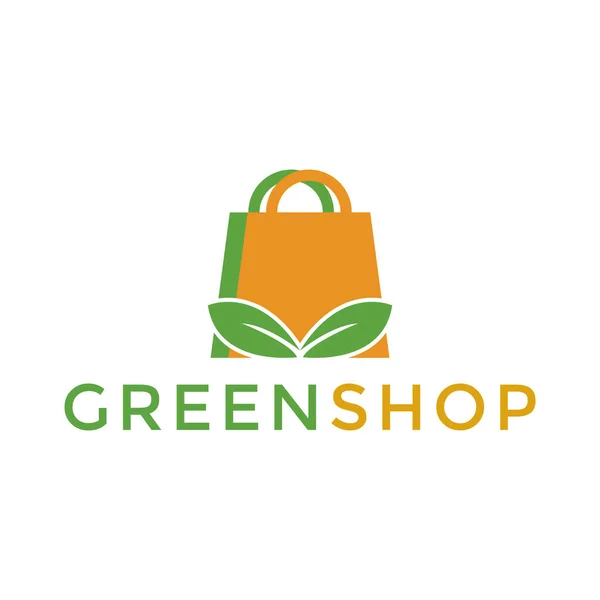 Green Shopping Bag Logo Business — Stock Vector