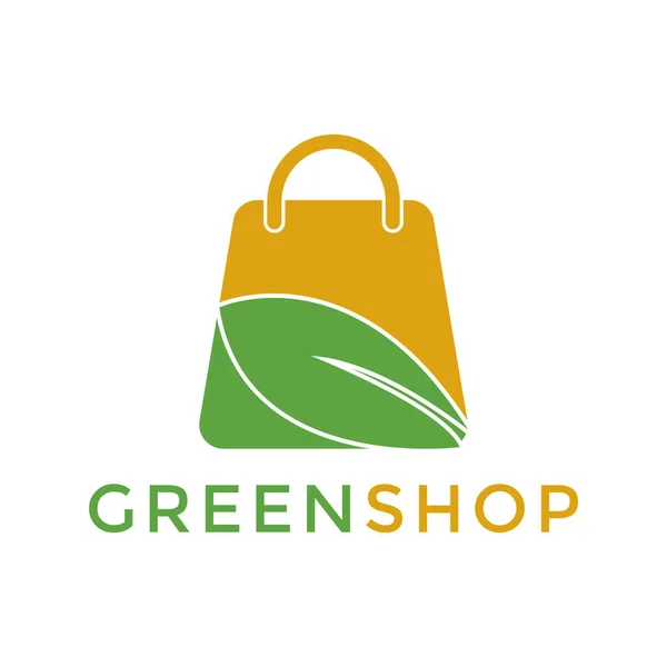 Logotipo Saco Compras Verde Para Negócio — Vetor de Stock