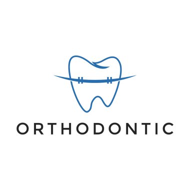 Diş sağlığı ve dişçi logosu tasarım vektörü için yaratıcı, basit ve modern ortodontik