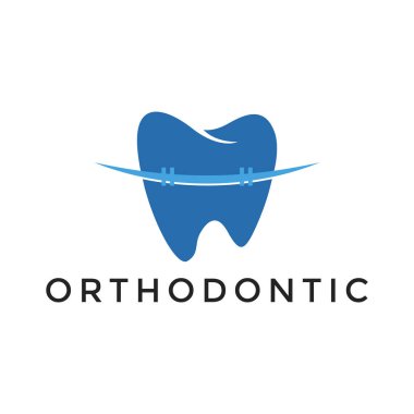 Diş sağlığı ve dişçi logosu tasarım vektörü için yaratıcı, basit ve modern ortodontik