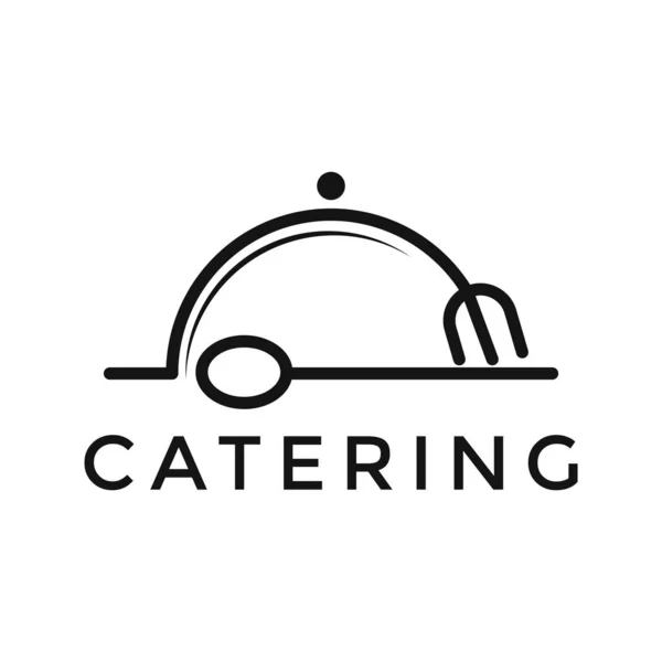 Çatal ve kaşık ikonu konseptli modern ve basit catering logosu