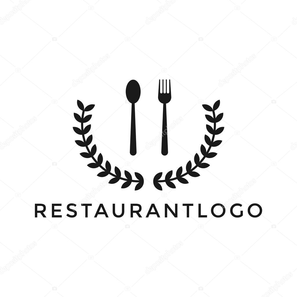 Spoon and fork concept with paddy logo for restaurant