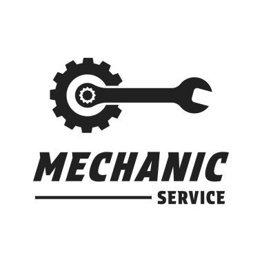 İngiliz anahtarı simgesi ile mekanik servis logosu tasarımı fikri
