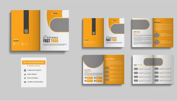 Modèle Conception Brochure Service Alimentaire Restaurant — Image vectorielle