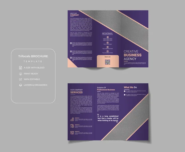 Zakelijke Driebladige Brochure Ontwerpsjabloon — Stockvector