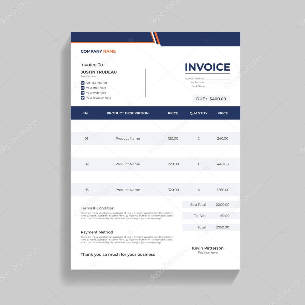 Corporate Invoice Design Template
