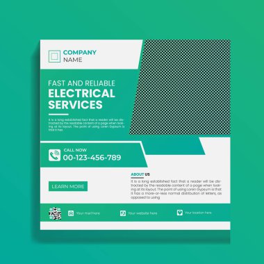 Elektrik Hizmetleri Sosyal Medya Sancak Tasarımı Şablonu