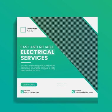 Elektrik Hizmetleri Sosyal Medya Sancak Tasarımı Şablonu