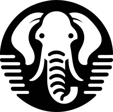 Elephant head logo black and white design clipart