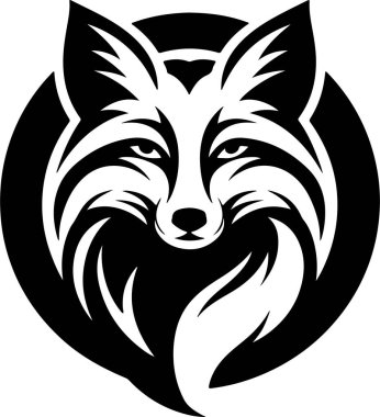 Stylish Fox Head Logo Black and White Design clipart