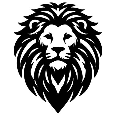 Majestic Lion Head Black and White Design, clipart