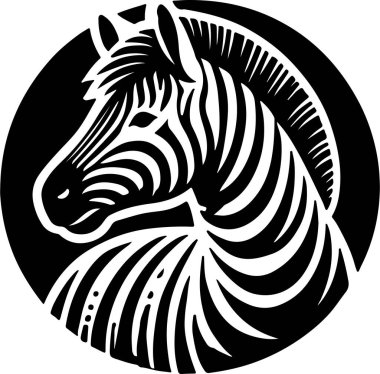 Zebra head in black and white circle graphic design clipart