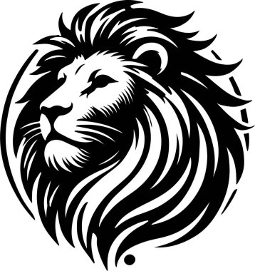 Majestic Lion Head Black and White Design clipart