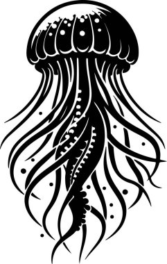 Black Ink Jellyfish Tattoo Design Ocean Life Art clipart