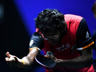 Chennai, Hindistan. 25 Mart 2025. Italys Carlo Rossi, Salı günü Hindistan 'ın Chennai kentinde oynanan WTT star yarışmasında Indias Prayesh Suresh' i 3-0 yendi..