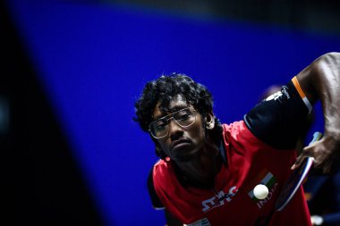 Chennai, Hindistan. 25 Mart 2025. Italys Carlo Rossi, Salı günü Hindistan 'ın Chennai kentinde oynanan WTT star yarışmasında Indias Prayesh Suresh' i 3-0 yendi..