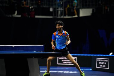 Chennai, Hindistan. 26 Mart 2025. Hintli çift Ankur Bhattacharjee ve Payas jain, İtalyan Carlo Rossi ve John Oyebode 'yi yenerek WTT yıldız yarışmacılarının birinci turunu kazandılar..