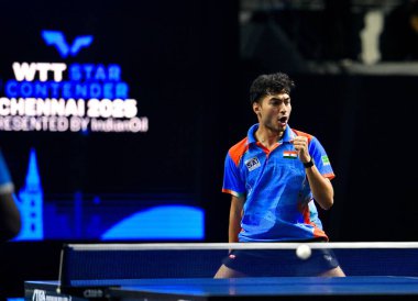 Chennai, Hindistan. 26 Mart 2025. Hintli çift Ankur Bhattacharjee ve Payas jain, İtalyan Carlo Rossi ve John Oyebode 'yi yenerek WTT yıldız yarışmacılarının birinci turunu kazandılar..