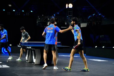 Chennai, Hindistan. 26 Mart 2025. Hintli çift Ankur Bhattacharjee ve Payas jain, İtalyan Carlo Rossi ve John Oyebode 'yi yenerek WTT yıldız yarışmacılarının birinci turunu kazandılar..