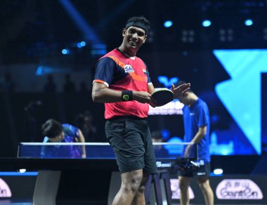 Chennai, Hindistan. 27 Mart 2025. Hintli çift Sharath Achanta ve Snehit Suravajjula, Avustralyalı çift Nicholas Lum ve Finn Luu 'yu yendi.