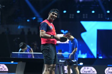 Chennai, Hindistan. 27 Mart 2025. Hintli çift Sharath Achanta ve Snehit Suravajjula, Avustralyalı çift Nicholas Lum ve Finn Luu 'yu yendi.