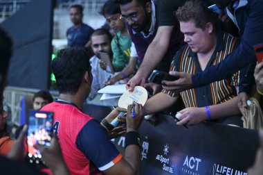 Chennai, Hindistan. 27 Mart 2025. Hintli çift Sharath Achanta ve Snehit Suravajjula, Avustralyalı çift Nicholas Lum ve Finn Luu 'yu yendi.