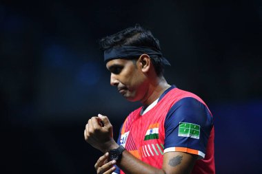 Chennai, Hindistan. 27 Mart 2025. Hintli çift Sharath Achanta ve Snehit Suravajjula, Avustralyalı çift Nicholas Lum ve Finn Luu 'yu yendi.