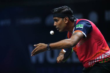 Chennai, Hindistan. 27 Mart 2025. Hintli çift Sharath Achanta ve Snehit Suravajjula, Avustralyalı çift Nicholas Lum ve Finn Luu 'yu yendi.