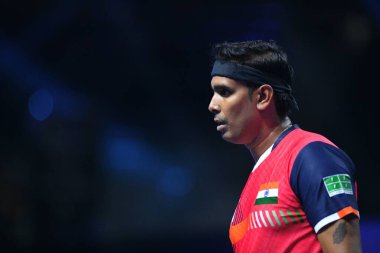 Chennai, Hindistan. 27 Mart 2025. Hintli çift Sharath Achanta ve Snehit Suravajjula, Avustralyalı çift Nicholas Lum ve Finn Luu 'yu yendi.