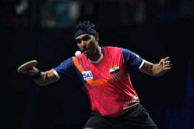 Chennai, Hindistan. 27 Mart 2025. Hintli çift Sharath Achanta ve Snehit Suravajjula, Avustralyalı çift Nicholas Lum ve Finn Luu 'yu yendi.