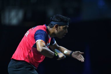 Chennai, Hindistan. 27 Mart 2025. Hintli çift Sharath Achanta ve Snehit Suravajjula, Avustralyalı çift Nicholas Lum ve Finn Luu 'yu yendi.