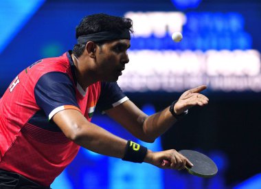 Chennai, Hindistan. 27 Mart 2025. Hintli çift Sharath Achanta ve Snehit Suravajjula, Avustralyalı çift Nicholas Lum ve Finn Luu 'yu yendi.