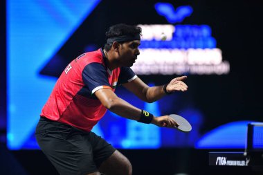 Chennai, Hindistan. 27 Mart 2025. Hintli çift Sharath Achanta ve Snehit Suravajjula, Avustralyalı çift Nicholas Lum ve Finn Luu 'yu yendi.