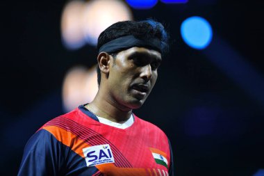 Chennai, Hindistan. 27 Mart 2025. Hintli çift Sharath Achanta ve Snehit Suravajjula, Avustralyalı çift Nicholas Lum ve Finn Luu 'yu yendi.