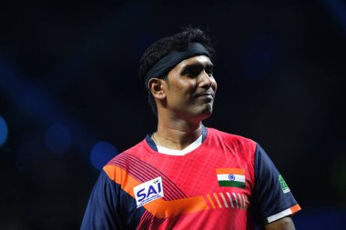 Chennai, Hindistan. 27 Mart 2025. Hintli çift Sharath Achanta ve Snehit Suravajjula, Avustralyalı çift Nicholas Lum ve Finn Luu 'yu yendi.