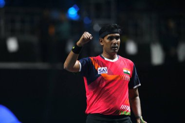 Chennai, Hindistan. 27 Mart 2025. Hintli çift Sharath Achanta ve Snehit Suravajjula, Avustralyalı çift Nicholas Lum ve Finn Luu 'yu yendi.