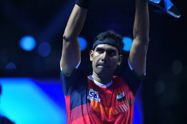 Chennai, Hindistan. 27 Mart 2025. Hintli çift Sharath Achanta ve Snehit Suravajjula, Avustralyalı çift Nicholas Lum ve Finn Luu 'yu yendi.