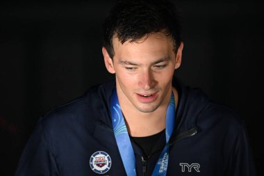 Singapur, Singapur. 30 Temmuz 2025. Luca Urlando Phelps, Krzysztof CHMIELEWSKI (POL) gümüş, Harrison TURNER (AUS) ise Singapur 2025 Dünya Sucul Şampiyonası 'nda bronz madalya aldı..