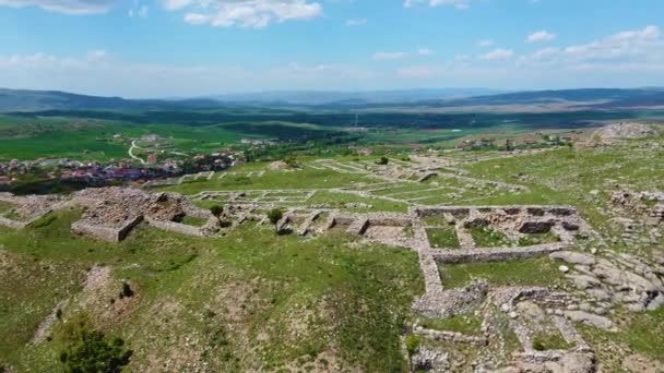 Luchtfoto Spiraalvormige Weergave Van Een Heuvel Hattusa Hittites — Stockvideo