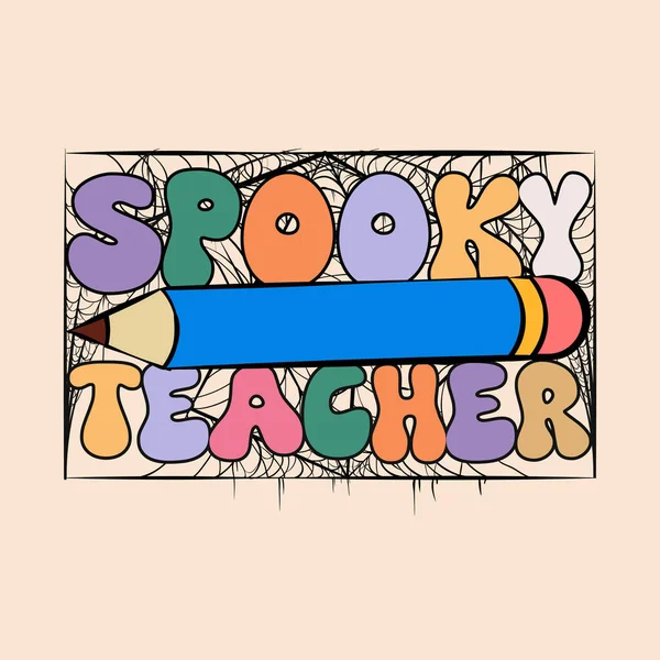 stock vector Spooky Teacher, Retro Halloween Sublimation T-shirt Design