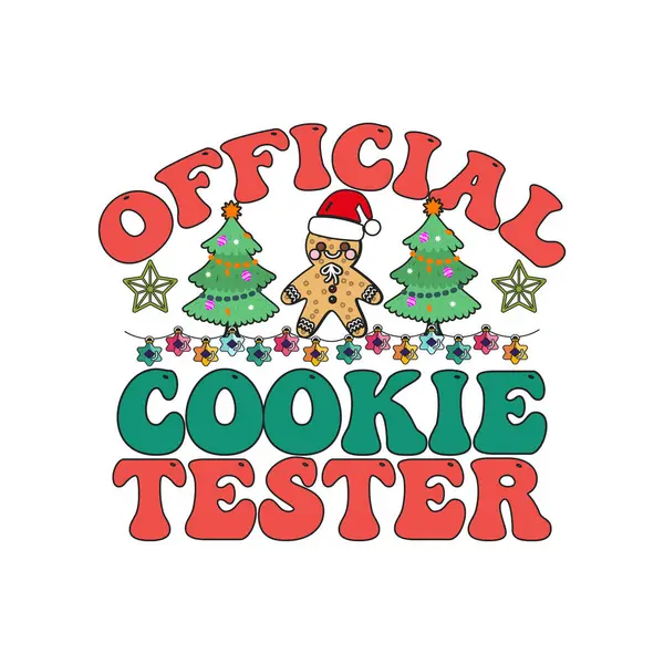 Retro Christmas Sublimation Tričko Design Oficiální Cookie Tester — Stockový vektor
