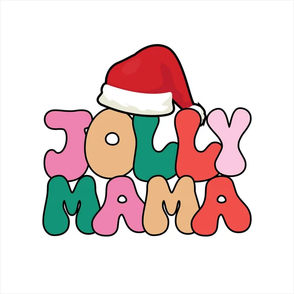Retro Christmas Sublimation Tričko Design Jolly Mama — Stockový vektor