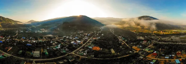 Воздушный Вид Горную Реку Утром — стоковое фото
