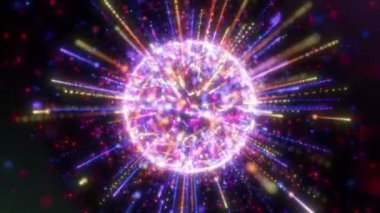 Parlak ışık efektleri ve atom patlaması olan arkaplan