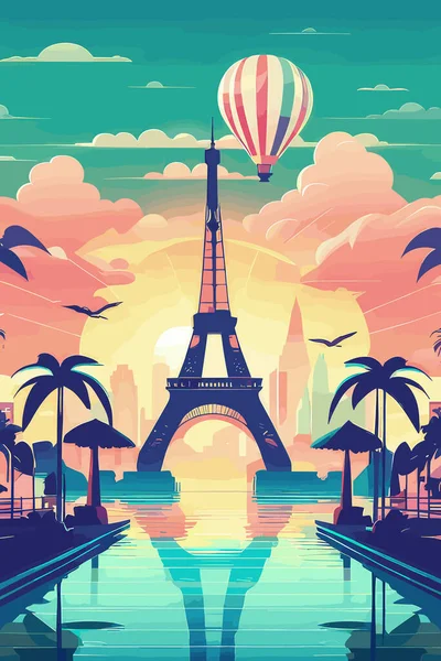 Ilustración Destino Viaje Francia — Vector de stock
