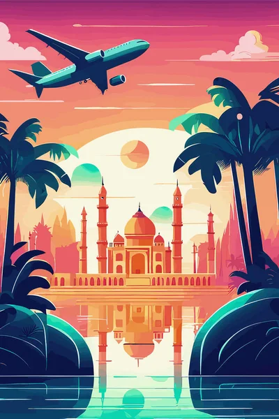 Путешествия Отдых Путешествия Дубай Единые Арабские Эмираты Векторные Иллюстрации Путешествия — стоковый вектор
