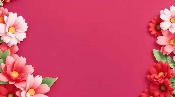 spring banner with flowers and copy space.
