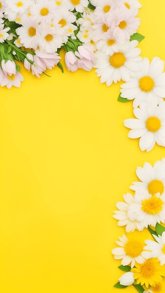 beautiful flowers on a yellow background