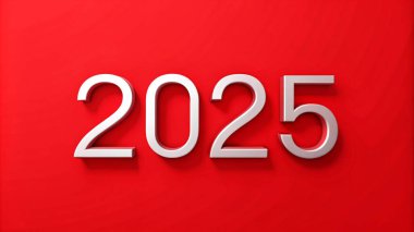 Mutlu yıllar 2025 altın metin tasarımı. 3D oluşturuldu