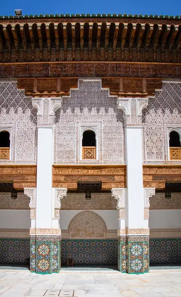 stock image Ben Youssef Medersa with its famous mosaic architecture